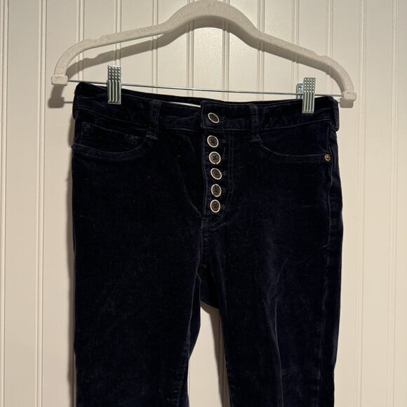Anthropologie Pilcro High Rise Skinny Corduroy Pants Navy Blue Button Front 26 - Picture 3 of 8